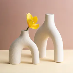 İskandinav yemek masası çiçek vazolar düz ateş seramik oturma odası vazo süslemeleri