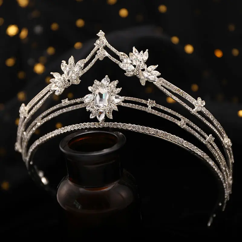 Bride Wedding Wedding and makeup Cross Border Headwear Princess Diamond Korean Crown Crystal Headband Hair accessories