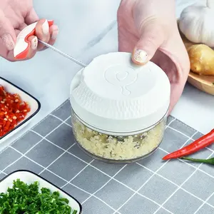 Toptan bıçak çok fonksiyonlu et kıyma-2 In 1 Mini çekme sarımsak dilimleme ve kıyma manuel çok fonksiyonlu plastik taşınabilir et sebze soğan kıyma