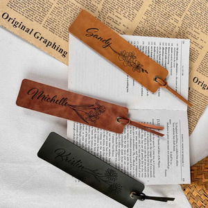 Cross-border in-stock creative PU leather <b>bookmarks</b>, handmade, engraved, simple retro reading markers. - Product Image 4