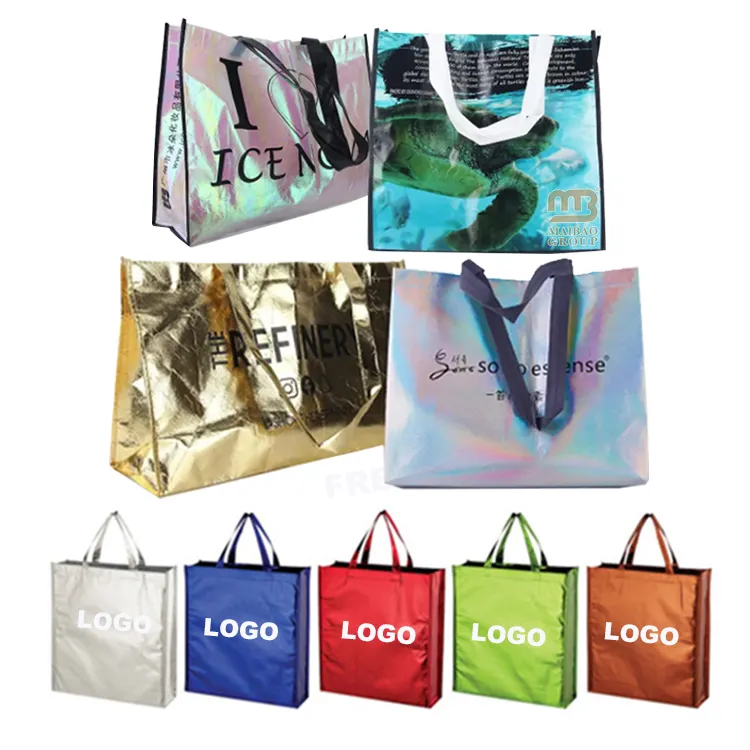 Sustainable eco friendly durable pp fabric supermarket grocery totes recycled reusable non woven polypropylene shopping bags
