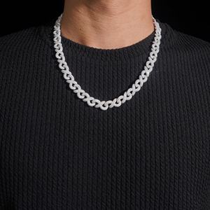 قلادة مجوهرات من الفضة الصلبة للرجال 10 مثلجة من سلسلة ربط اللانهاية مع قفل قفل اسم مخصص - Product Image 6