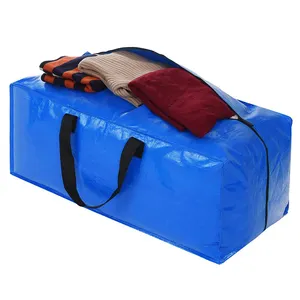 Bolsas de almacenamiento móvil tejidas de polipropileno, bolsa Extra grande y resistente con cremalleras