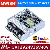 Controlador LED MWISH LRS-50-24 de 50W, 24V, 2.2A, Alta Eficiencia, Entrada Universal para Tiras LED, Barras de Luz y Señalización