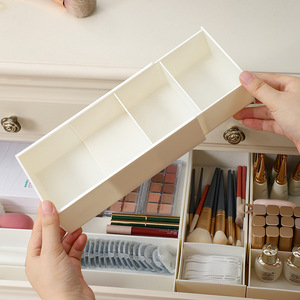 Multifunctional Drawer Organizer <b>Box</b> With Dividers Extendable Compartments For Cosmetics <b>Makeup</b> Storage White Small Size - Product Image 1