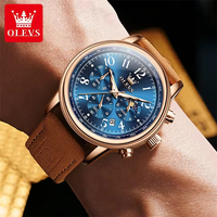 OLEVS 2912 spor kronometreli kuvars saat erkekler için ay fazı numarası 43mm büyük arama adam saatler su geçirmez orijinal el saati