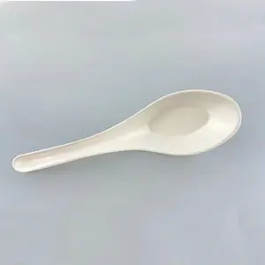 Disposable Tableware Biodegradable Waterproof Cutlery Set Food Serving Soup Bagasse Chinese Spoon