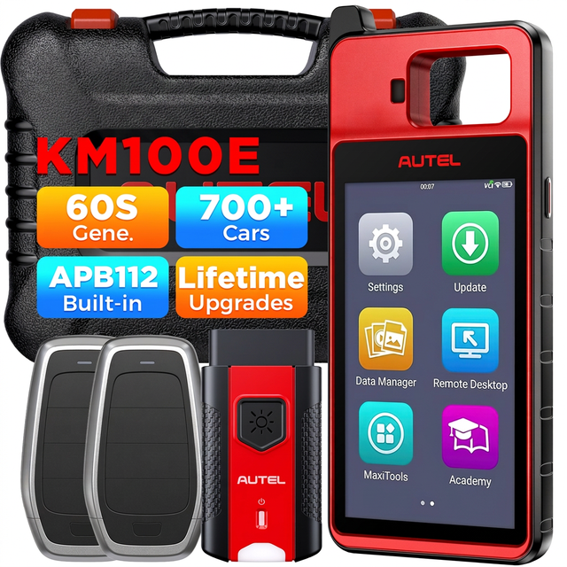 Autel KM100E Smart Code Key Programmer Clone Locksmith Tools Power Car Scanner for Programming Keys