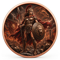 Pièce de monnaie en cuivre pur 999 de 5 oz, série Spartan, couleur haute définition, UV intense, édition collector 3D