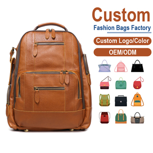 กระเป๋าเป้ผู้ชายหนังคาราเมลพร้อมซิปทองเหลือง |   โรงงานรับผลิตแบบ OEM/ODM สำหรับแบรนด์ธุรกิจและการเดินทาง - Product Image 1