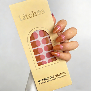 Tendance TikTok : Faux ongles en gel UV sans résine, style français fin, longue tenue, dégradé rose nude, cuivre, or, pailleté, pour l'automne - Product Image 1