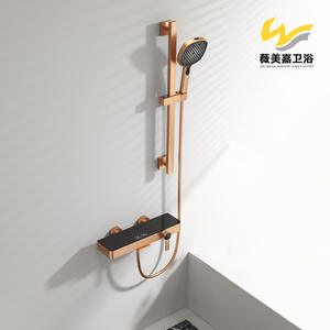 Ensemble de salle de bain portable mural double fonction Vimijia, pomme de douche eau chaude et froide, robinet, exclusivité transfrontalière, finition rose brossé - Product Image 2