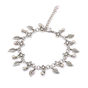 Chaîne de cheville bohème à fleurs, plaquée argent antique, bijoux de fête pour femme, chaîne de pied tendance - Product Image 5