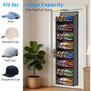 120 Caps Over Door Hat Rack 8 Tier Large Capacity Hanging Storage Organizer for Baseball Caps Grey - Product Image 5