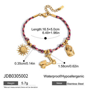 Lunatique Coloré Tressé Corde Or Soleil <span class=keywords><strong>Scooter</strong></span> Totem Charmes Bracelet En Acier Inoxydable pour Vacances Vibes - Product Image 4