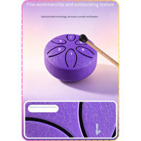 Tambour à langue en acier inoxydable de 3 pouces, 6 notes, portable, facile à jouer, tons apaisants, instrument de percussion avec mallette