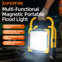 Projecteur LED portable SUPERFIRE FS22, étanche IP54, 7000K, rechargeable par USB, en alliage d'aluminium, magnétique/sur pied