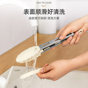 Silicone Kitchen Clips Heat Resistant Stainless Steel Steak Clamps BBQ Food Handling Reusable Cooking Tools - Product Image 3