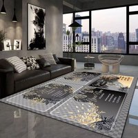 Tapis de sol en velours cristal à poils épais, motif feuilles tropicales, style luxueux, avec dos antidérapant pour salon et maison