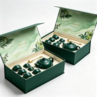 Coffret Cadeau Théière Verte de Luxe - Boîte d'Emballage Portable pour Coffrets de Thé et de Café de Luxe Léger pour Cadeaux d'Affaires