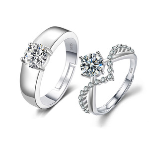 Bagues PFT en Cuivre Style Moissanite, Forme Géométrique, Ouvertes et Ajustables, pour Hommes et Femmes, Idéales pour Demandes en Mariage et Mariages - Product Image 1