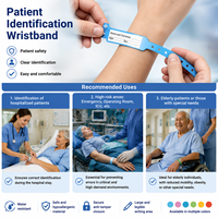 Bracelet d'identification médical en PVC pour adulte avec fente pour carte, fermeture à bouton, jetable, étanche