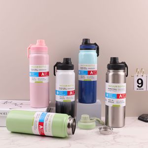 304 Stainless Steel Cup Portable Outdoor Hiking Sports Water <b>Bottle</b> Direct Drinking Simple Handheld Insulated <b>Bottle</b>. - Product Image 2