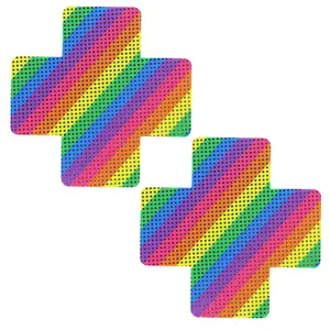 Soft Breast Stickers Pride Pasties Wholesale Adhesive Sexy Cross Nipple Pasties Disposable Rainbow Nipple Covers Rave Festivals