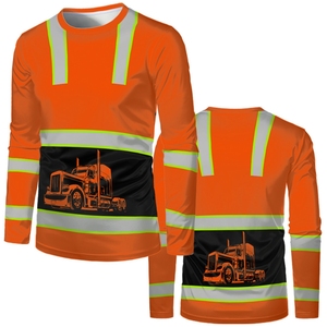 T-shirt de sécurité fluorescent haute visibilité réfléchissant pour vêtements de travail de construction, classe 3 ANSI, LED clignotante, polyester, personnalisé - Product Image 3