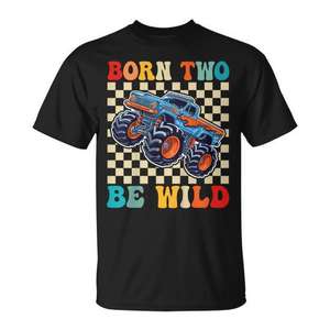 Camiseta Born Two Be Wild Monster Truck para niños de 2 años - Product Image 1
