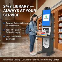 Kiosco de Autoservicio con RFID para Bibliotecas |   Máquina Integrada para Registro de Tarjetas, Préstamo y Devolución de Libros