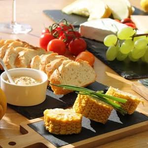 Usine en gros Rectangle Charcuterie planches de service <span class=keywords><strong>ardoise</strong></span> naturelle et planche de bois avec poignée pour pendaison de crémaillère - Product Image 5