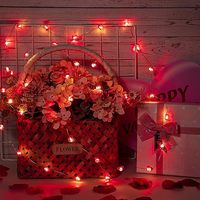 Guirlande lumineuse rouge en forme de coeur à piles Twinkle Fairy String Lights pour la décoration de salle de mariage de la Saint-Valentin
