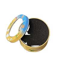 Boîte en étain ronde personnalisée de qualité alimentaire avec couvercle à charnière et fenêtre pour rangement de colliers, bagues, boucles d'oreilles et bracelets sur comptoir