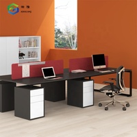 Escritorio de ordenador de madera para oficina modular de 4 plazas con archivador