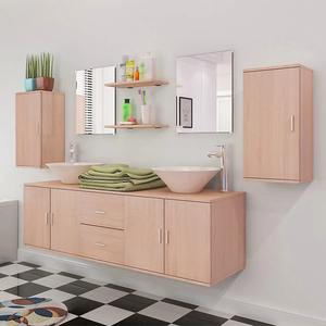 All'ingrosso mobile lavabo a doppio lavabo resistente all'umidità Set moderno muro di stoccaggio <span class=keywords><strong>Beige</strong></span> mobili da <span class=keywords><strong>bagno</strong></span> - Product Image 1