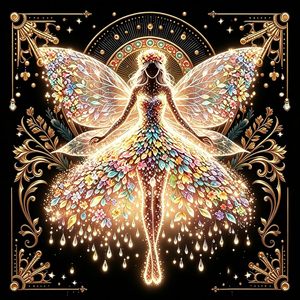 Kit de peinture diamantée 5D DIY Songwoo, fond noir, motif floral lumineux, déesse, elfe fantastique - Product Image 2
