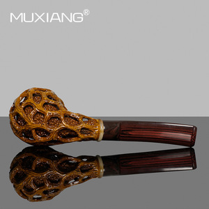Muxiang Handcrafted Wooden Smoking Pipe Bent Shape Carved Acorn Design Tobacco Pipe - Product Image 3