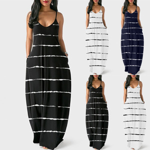 Robe d'été longue colorée pour femme, vêtements élégants et Sexy, à bretelles Spaghetti, décontractés, avec poches, grande taille - Product Image 3