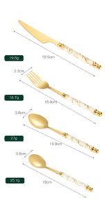 Luxury French Style Marble Cutlery Set Stainless Steel Silverware Set Classic Style 4/24 Spoon <b>Knife</b> <b>Fork</b> Christmas Cutlery Set - Product Image 3