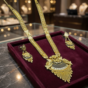 Joyería de Moda al por Mayor, Collares Largos con Baño de Oro de 14K, 18K y 24K, Diseño Floral Tradicional, Conjunto de Joyería, Oro, Joyería - Product Image 2