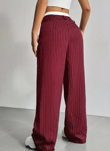 <span class=keywords><strong>Pantaloni</strong></span> da <span class=keywords><strong>donna</strong></span> Casual a righe dritte <span class=keywords><strong>pantaloni</strong></span> multicolori a vita alta <span class=keywords><strong>pantaloni</strong></span> con giuntura personalizzati - Product Image 4