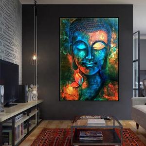 Zen Slaapkamer Wall Art Kleurrijke Abstracte <span class=keywords><strong>Ganesha</strong></span> Canvas Prints Met Lotus Bloem Moderne Boeddha Foto Ingelijst Kunstwerk Woonkamer - Product Image 4