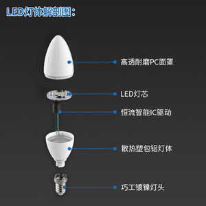 Bombilla LED Ehomelled E14 6W 3000K, luz blanca cálida C37 para candelabro doméstico, ahorro de energía - Product Image 4