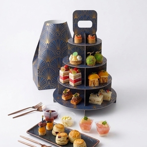 Boîte à gâteau ronde personnalisée à quatre étages avec poignée et plusieurs niveaux, design de boîte de présentation de gâteau pour mariage et fêtes commerciales - Product Image 2