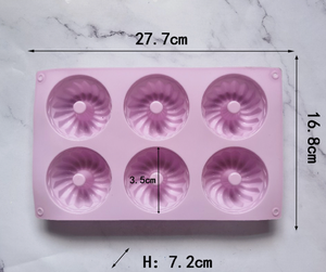 Moule à gâteau en silicone <span class=keywords><strong>Savarin</strong></span> à 6 cavités, moule à pâtisserie pour chocolat et glaçons DIY - Product Image 6