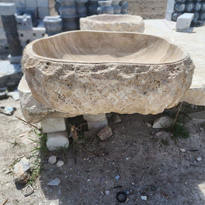 <span class=keywords><strong>Lavabo</strong></span> de Travertino Rústico con Superficie de Mármol, Encimera Hecha a Mano, <span class=keywords><strong>Lavabo</strong></span> de <span class=keywords><strong>Piedra</strong></span> Natural <span class=keywords><strong>Beige</strong></span> para Baño - Product Image 3