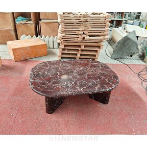 Tavolino da Caffè <span class=keywords><strong>a</strong></span> <span class=keywords><strong>Mezzaluna</strong></span> in Travertino Beige, Pietra Naturale con Finitura Opaca, Design Atmosferico per Soggiorno - Product Image 5