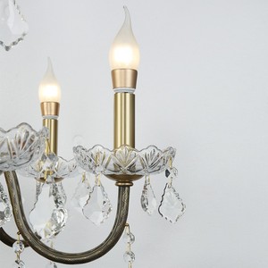 6 bulbs French Brass Candle Crystal Chandelier American Retro Bedroom Lamp Antique-style <b>Dining</b> Room Villa <b>Lighting</b> Fixtures - Product Image 5