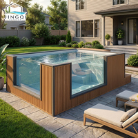 Piscine hors sol en fibre de verre, petite, personnalisée, pour adultes, avec jacuzzi spa, confort raffiné, pour cour extérieure
